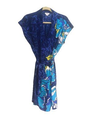 Liz Claiborne Dress Size Large pull on soft and simple  blue hot hous tropical